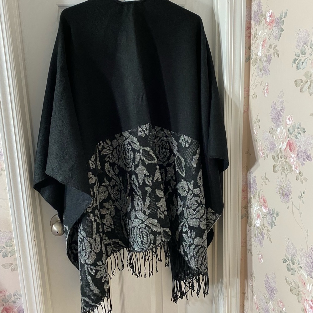 Black Ruana Shawl Wrap